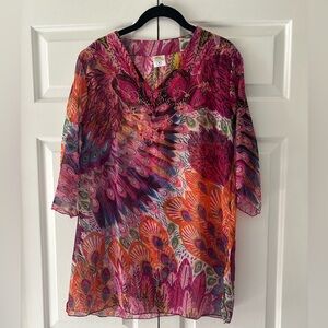 Multicolor Sheer Swim Coverup